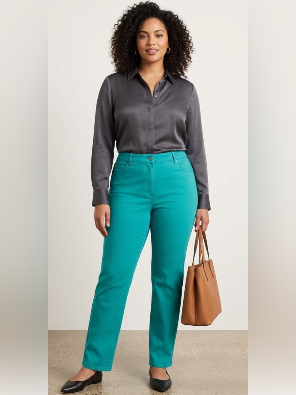 Ruby Rd Vibrant Turquoise Cotton Casual Pants With Part Elastic Waist Size 18